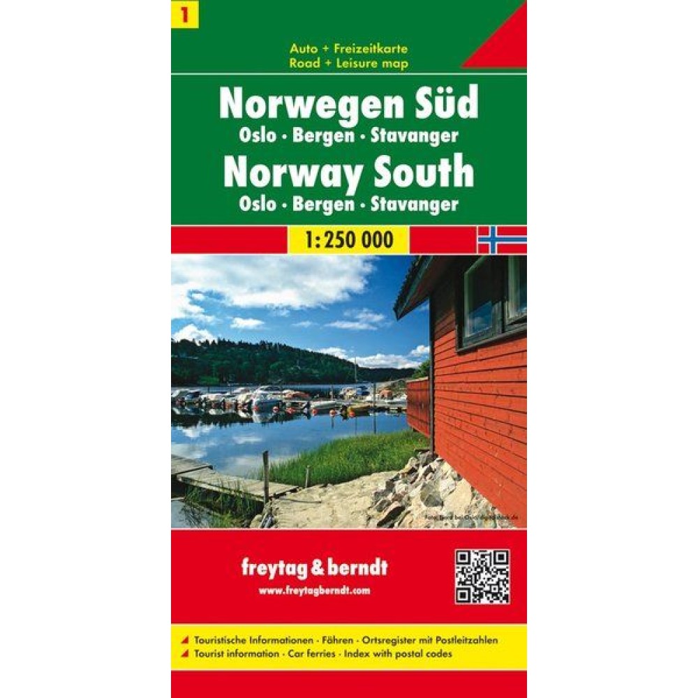 Norge södra syd FB delkarta 1 Oslo - Bergen - Stavanger